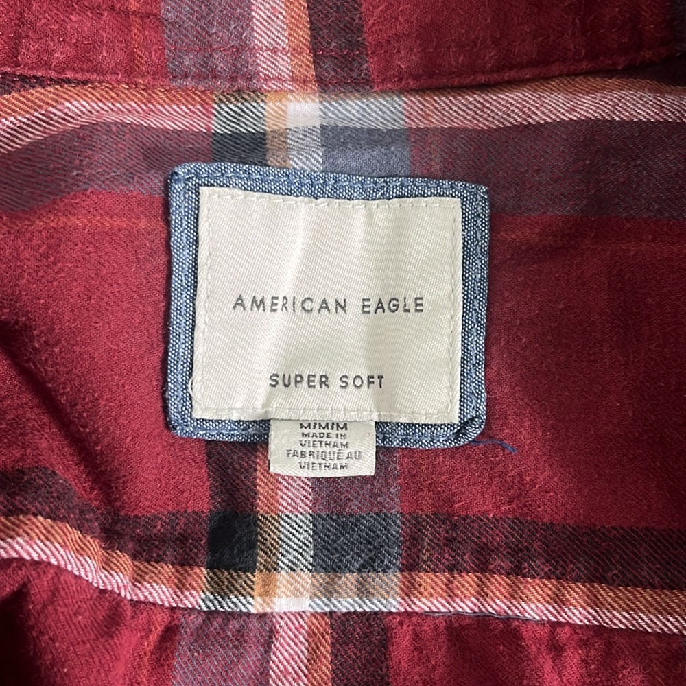 American Eagle Super Soft Plaid Red Button Up Flannel Shirt (DISCONTINUED) - Picture 3 of 8